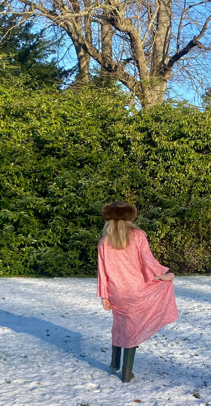 DRESS - SUNNI cotton voile dress with bell sleeve - pink/orange Parasol-uk