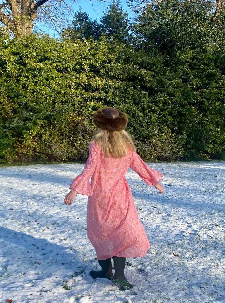 DRESS - SUNNI cotton voile dress with bell sleeve - pink/orange Parasol-uk