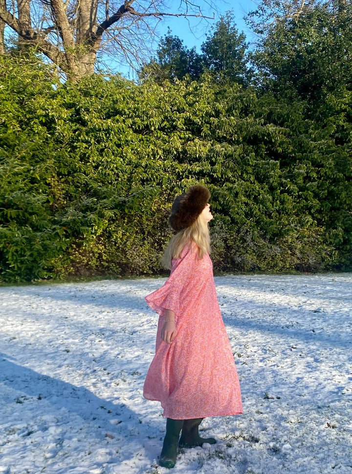 DRESS - SUNNI cotton voile dress with bell sleeve - pink/orange Parasol-uk