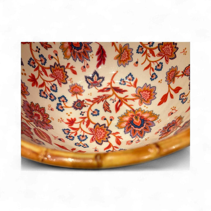 Bamboo Edged Deep Salad Bowl – 25cm Diameter x 11cm High